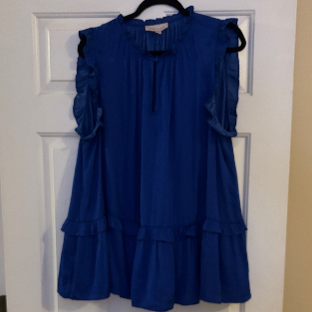 Philosophy Women's Royal Blue Ruffled Sleeveless Top